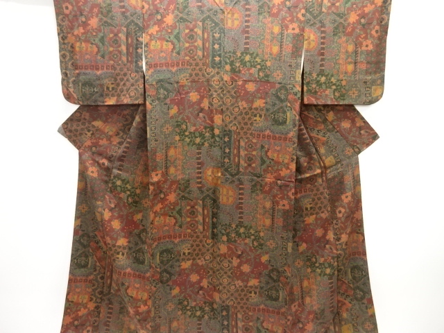 JAPANESE KIMONO / KOMON / CHIRIMEN / FLOWER & BIRD